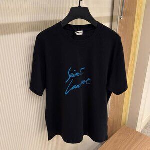 SAINT LAURENT MEN'S NEW BRAND BLACK COTTON T-SHIRT MEDIUM